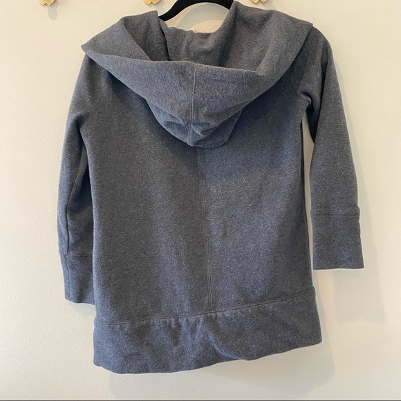 LOFT Hooded Sweatshirt Cardigan, Dark Grey (XXSP) - Picture 3 of 5